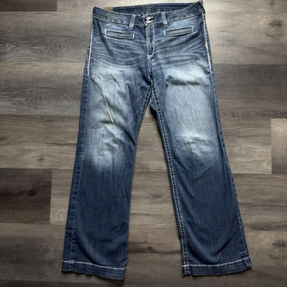 Ariat Womens 40x34 Trouser Mid Rise Stretch Entwined Wide Leg Jean Western Fade